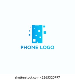 Mobile phone logo merged with pixel shapes.