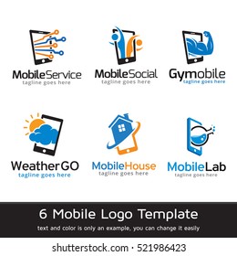 Mobile Phone Logo Template Design Vector