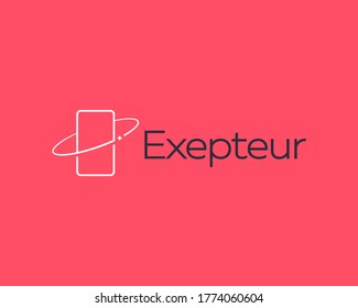 Mobile phone logo vector. Minimalistic concept refresh update repair security mobile phone application logotype sign icon. Smartphone pictogram on red background.