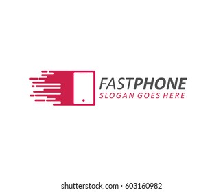 Mobile Phone Logo Vector Template, Fast Icon