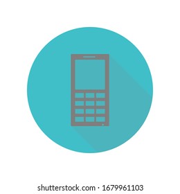 Icono de la sombra larga del teléfono móvil. Glifo simple, vector plano de iconos web para ui y ux, sitio web o aplicación móvil