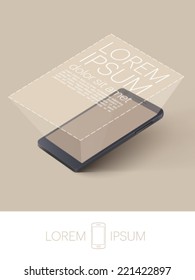 Mobiltelefon mit Lupe - Vektorgrafik 