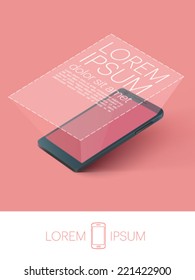teléfono móvil con pantalla ampliada - ilustración vectorial 