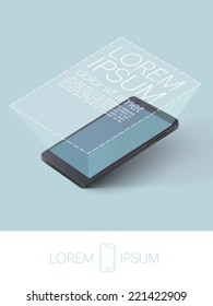 teléfono móvil con pantalla ampliada - ilustración vectorial 