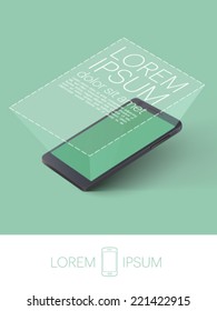 mobile phone with magnified screen - vector illustration 