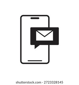 Mobile phone mail notification and envelope solid icon