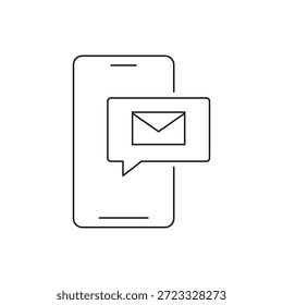 Notificación de correo de teléfono móvil y Vector de contorno de sobre