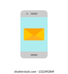 Mobile phone with mail vector, Social media flat design icon