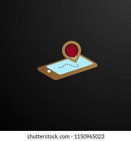 mobile phone map logo concept for adventure or application logo company. map is symbol adventure, spirit and live. vector logo, symbol, sign, or mark design illustration