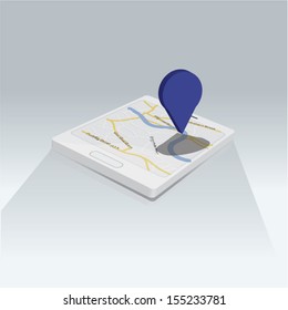 mobile phone  with map navigation. smart-phone design. vector illustration