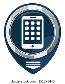 Mobile phone map pointer. Modern smartphone mobile device