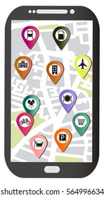 MOBILE PHONE MAP WITH POINTS OF INTEREST