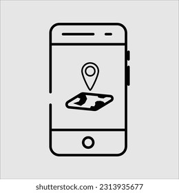 teléfono móvil con imagen vectorial de icono de posición de mapa