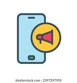 Mobile Phone Marketing icon with megaphone
