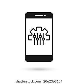 Mobile phone with Mass Customization flat design icon.