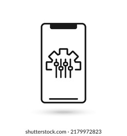 Mobile phone with Mass Customization flat design icon.