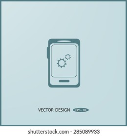 Mobile phone with mechanism vector icon 
