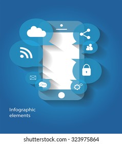 Mobile phone media icons vector for web use 