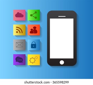 Mobile phone media icons vector for web use 