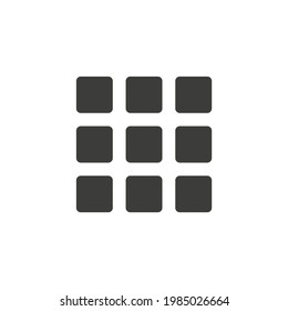 Símbolo del menú del teléfono móvil. Icono de signo de aplicaciones. Vista de cuadrícula para diseño de interfaz de usuario móvil.