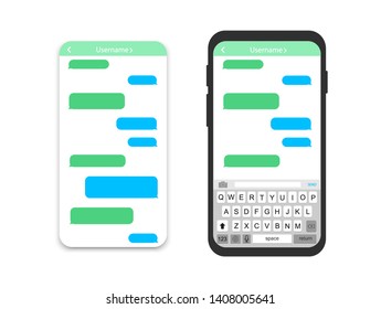 Mobile phone with message. Empty messaging bubbles. Interface chat.