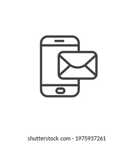 Mobile phone message line icon. linear style sign for mobile concept and web design. Smartphone email outline vector icon. Symbol, logo illustration. Vector graphics
