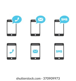 Mobile or Phone Message Mail and Call Indicator Icons