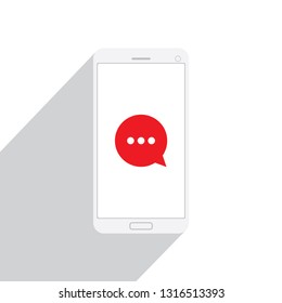 Mobile phone message notifications vector flat illustration