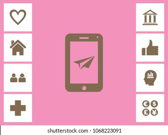 Mobile Phone Message Sent Icon With Bonus Icons. Eps-10.
