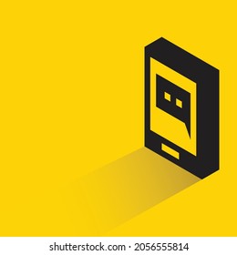 mobile phone and message with shadow on yellow background