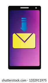 Mobile phone with message sign isolated on white. Vector illustration