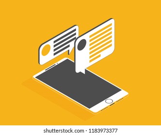 Mobile phone & messages, vector illustration