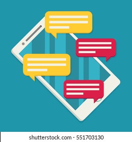 Mobile phone & messages, vector illustration