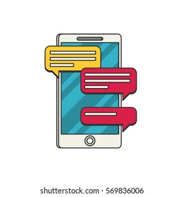 Mobile phone & messages, vector illustration