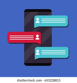 mobile phone messaging flat illustration  vector icon blank template 