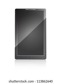 Mobile phone with a metallic screen on a white background