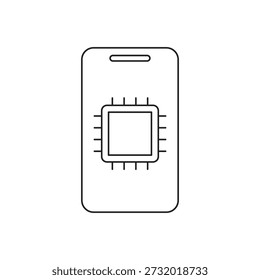Mobile phone with microchip hardware icon