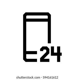 Mobile phone mini line, icon, background and graphic. The icon is black and white, linear  flat, vector, pixel perfect, minimal, suitable for web and print. 