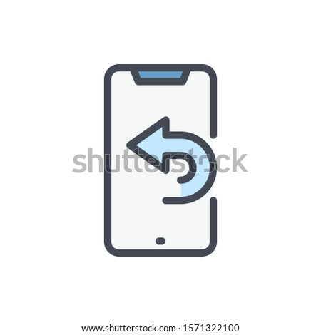 Mobile phone and missed call color line icon. Callback request vector outline colorful sign.