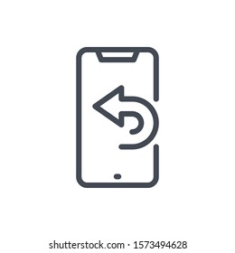 Mobile phone and missed call line icon. Callback request vector outline sign.