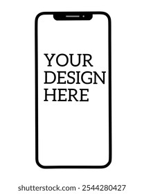 Mobile phone mock up design on white background. Perfect for your designs to be placed on the screen.  