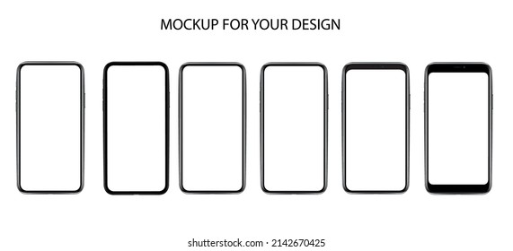 Mobile Phone Mockup Isolated of smartphone with blank screen isolated on white background, mobile web-site design or screenshots your app - smartphone template ,iphon