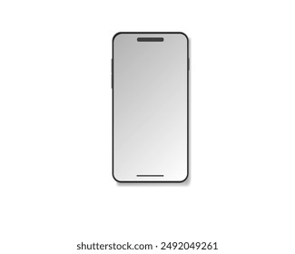 Mobile phone mockup on white background. Trendy screen. Modern template. Realistic cover with shadow. UI UX design. Vector illustration.