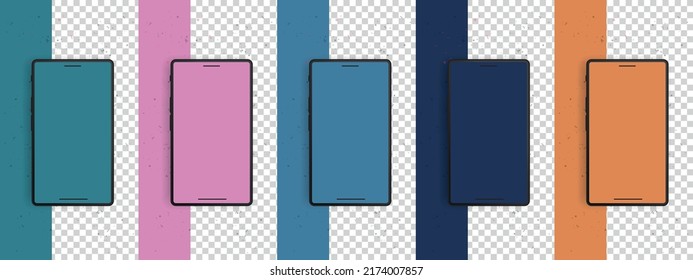 Mobile Phone Mockup Templates For Presentations - Vector Illustrations Isolated On Transparent Background