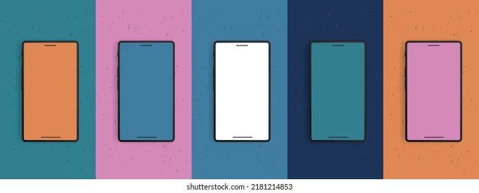 Mobile Phone Mockup Templates For Presentations - Vector Illustrations Isolated On Monochrome Backgrounds