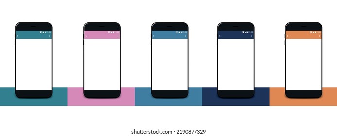 Mobile Phone Mockup Templates For Presentations - Different Vector Illustrations Isolated On White Background