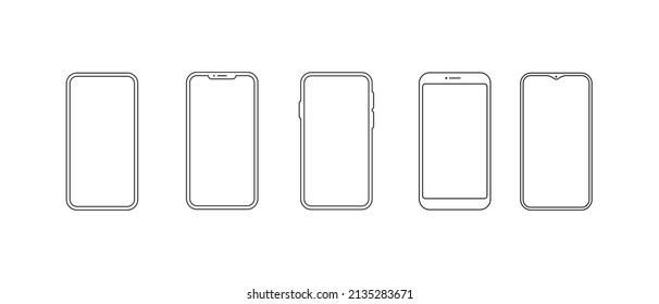 Mobile phone mockup vector illustration. Smartphone outline simple modern design - Shutterstock ID 2135283671