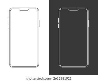 Mobile phone mockup vector illustration. Smartphone outline. Phone mockup wireframe template	
