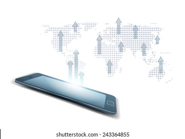 mobile phone Modern wireless technology and social media in map vector