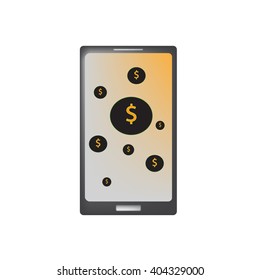 Mobile phone and Money symbol, Vector Illustration.